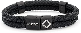 Trion:Z Zen Loop Duo Bracelets for Men and Women - Unisex Wristband (X-Large, Black)