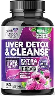 Gentle Liver Cleanse Detox & Repair Formula - Advanced Liver Support Supplement with Silymarin Milk Thistle, Dandelion Root, Artichoke Extract, Turmeric, Choline, & Beetroot - 180 Veggie Capsules