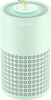 AIRROMI Air Purifier for Bedroom with HEPA 3-in-1 Filter, Pet Air Purifier for Home Cat Pee Smell, Covers Upto 990 Ft², Quiet 360°intake Air Cleaner for pet hair,allergies,Dust,Smoke A2001 Green