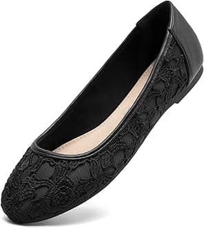 Greatonu Women Shoes Cut Out Slip On Synthetic Lace Ballet Flats