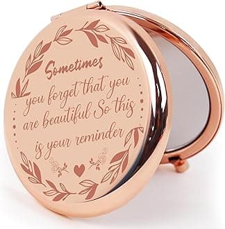 Compact Mirror Round 2.6” Metal Double Sided 1X/2X Engraved Pocket Mirror Gifts for Women Mom Wife Sister Daughter Niece Granddaughter (RGCn01)