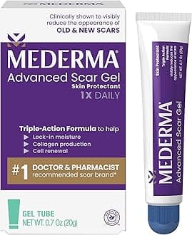 Mederma Advanced Scar Gel - Treats Old & New Scars, Reduces Appearance of Scars from Acne, Surgery, Burns, Injury & Stretch Marks, 0.70 Oz (20g)