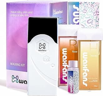 Roll on Wax Kit, Hair Removal Waxing Kit, Wax Roller for Larger Areas of the Body, Home Waxing Kit for Women and Men, Sensitive Skin Friendly (Black)