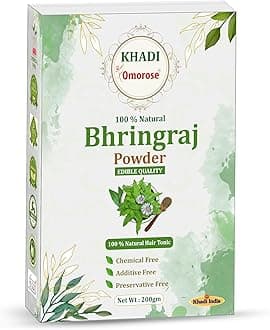 Khadi Omorose Bhringraj Powder for Nourishment of hairs | 200 grams | Resealable stand Zipper pouch | Chemicals Free 100% Natural