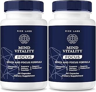 rize labs Mind Vitality Focus Brain Supplement, Official Mind Vitality to Boost Focus and Concentration & Avoid Mid-Afternoon Fatigue, Mind Vitality Advanced Formula (120 Capsules) (Pack of 2)