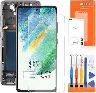 OLED for Samsung Galaxy S21 FE 5G Screen Replacement for Samsung S21 FE 5G LCD Display SM-G990B SM-G990U SM-G990W Digitizer Touch Screen Assembly Repair Parts with Frame(with Fingerprint Function)