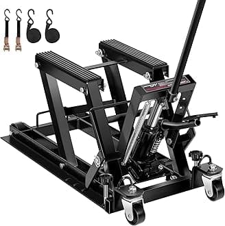 1500 LBS Hydraulic Motorcycle Lift Jack, Heavy-Duty Steel ATV Lift Stand with Wheels & Handle, for Motorcycles, Dirt Bikes, ATVs (Black)