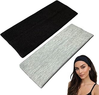 WESTEND CHOICE 9cm Wide Headbands 2 Pack Soft Head Band Plain Stretchy Unisex Kylie headband Bandeau Headbands for Women & Men Gym Yoga Hair Band (Mixed set 4)