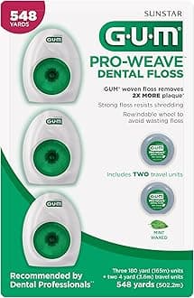 Gum Pro Weave Dental Floss Woven Floss Removes 2X More Plaque Shedding Resisit 3 Pack Plus 2 Travel Units