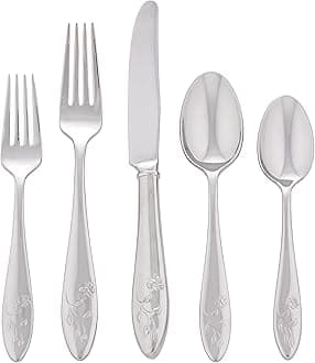 803604 Butterfly Meadow 5-Piece Place Setting, Stainless Steel, Silver