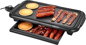 Electric Griddle with Warming Tray - Smokeless Indoor Grill, Nonstick Surface, Adjustable Temperature & Cool-touch Handles, 10" x 18", Copper/Black, PFOA & PTFE Free