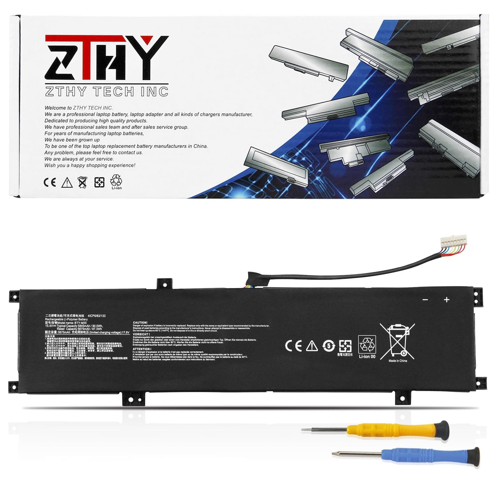 BTY-M55 Battery 90Wh Replacement for MSI Pulse GL66 GL76 12UGK 12UGSZOK 12UGSZK 12UGOK Alpha 15 A3DDK A4DEK B5EX 17 B5EEK Pulse 15 B13VFK B13VGK Katana GF66 11UG Crosshair 15 17 B12UGZ Sword 15 A11UG