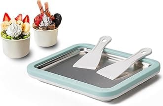 JoyMech Ice Cream Roll Maker Rolled Ice Cream Machine, Sweet Spot Pan, Instant Cold Plate, Ideal for Making Rolled Ice Cream Soft Serve Slushies Frozen Yogurt Sorbet and Gelatod (Aquamarine)