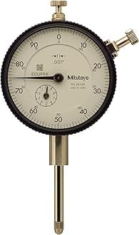 2416S-10 Dial Indicator, #4-48 UNF Thread, 3/8" Stem Dia., Lug Back, White Dial, 0-100 Reading, 57mm Dial Dia., 0-1" Range, 0.001" Graduations, +/-0.002" Accuracy