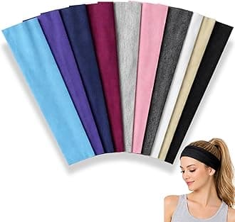 Styla Hair 10 Pack Stretch Headbands Non-Slip Head Wraps Great for Sports, Yoga, Pilates, Running, Gym, Workouts, Baseball, Casual Wear, Gifts & More!