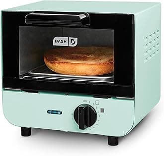 Dash Mini Toaster Oven - Sleek & Stylish - For Creative Homemade Treats - Compact, Space-Saving Design - adjustable temperature dial - Removable Baking Tray - Aqua