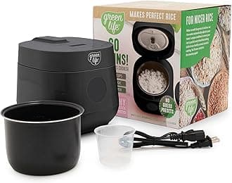Digital Rice Cooker, 2-Cups Uncooked/4-Cups Cooked, Removable Nonstick Ceramic PFAS-Free Pot, One-Touch Presets, Oats, Quinoa, Brown Rice, Auto Keep Warm, Fuzzy Logic Tech, 1.5QT, Black