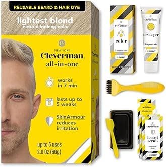Reusable Hair & Beard Dye for Men – Lightest Blond 10.03 | Up to 5 Uses, 7 Minutes | Natural Gray Coverage, No-Drip Cream with SkinArmour® – Cleverman