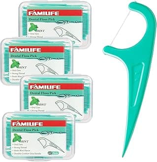 Floss Picks Mint Dental Floss Picks M-01 with 4 Travel Handy Cases 240 Count Flossers