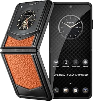 Vertu IRONFLIP Calf Skin Flip Cell Phone, Unlocked Android 5G Smartphone, Foldable Design, One-Hand Control, 50MP Camera, 12G+512G, Dual SIM, 6.9" 120Hz OLED, 65W Fast Charge (Dawning Orange)