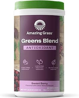 Greens Superfood Antioxidant: Greens Powder with Organic Spirulina, Beet Root Powder, Elderberry & Probiotics, Sweet Berry, 60 Servings (Packaging May Vary)