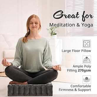 Intelligent Design Azza Floor Pillow Square Pouf Chenille Tufted with Scalloped Edge Design Hypoallergenic Bench/Chair Cushion, 20"x20"x5", Charcoal