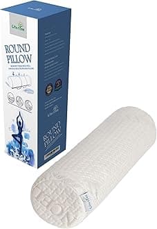 Comfort Memory Foam Neck Roll and Cervical Bolster Round Pillow with Removable Washable Soft Cover for Spine and Neck Back Lumbar Leg Vertebra Support (18x6 inch Pillow)