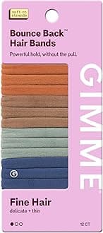 Gimme Beauty Fine Hair Elastic Bands - Slim-Fit Elastic Ties for Fine, Brittle, or Bleached Hair - No-Dent, Gentle-Grip Ponytail Holders for All-Day Comfort - 12 Pack, Assorted Colors