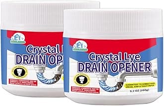 BELL BIRDCrystal Lye Drain Opener,Lye Sodium Hydroxide,Unclogs Bathroom and Kitchen Sinks,Drains,Shower Pipes (2PSC)