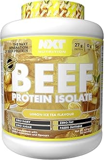 NXT Nutrition Beef Protein Isolate Powder - Protein Powder High in Natural Amino Acids - Paleo, Keto Friendly - Dairy and Gluten Free - Muscle Recovery | 1.8kg | Lemon Ice Tea