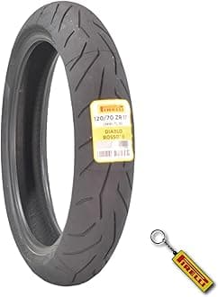 Diablo Rosso II 120/70 ZR 17 M/C (58W) TL (K) Front Motorcycle Tire - High Performance, Durable, and Reliable: Sport Performance for Road Use with Keychain