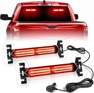 1002L Emergency Strobe Traffic Advisor Light Bar: 40 LED Dash Safety Warning Flashing Light, Front/Rear Windshield Visor for Construction Vehicle, Tow/Plow Truck (2x10.7inch, Red)