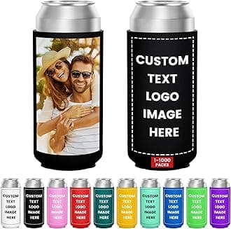 300 Pack Custom Can Cooler Bulk 16 Oz Collapsible Neoprene Insulated Beer Bottle Sleeves Drink Holder, Personalized Birthday Decorations Bachelorette Party Favors & Wedding Gifts