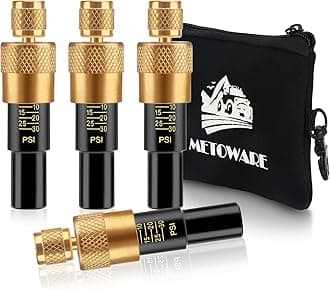 METOWARE Adjustable Auto-Stop Tire Deflator Kit (10-30 PSI), 4 Pcs Brass Air Down Tool for Offroad 4x4 Accessories, Quick Air Release System for Trucks, SUVs, UTVs, Overlanding Gear with Bag