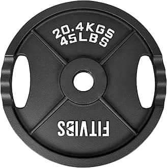 Signature Fitness Olympic 2-Inch Cast Iron Plate Weight Plate for Strength Training and Weightlifting, Multiple Sizes