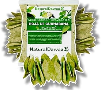 Whole Dried Graviola Soursop Leaves (4 oz - 330+ Leaves Per Bag) Hoja De Guanabana, 100% All Natural Delicious Fresh Tea | From Mexico | Premium