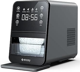 ecozy Nugget Ice Maker Countertop, Intuitive Ergonomic EcoScreen with One-Touch Timer, 33Lbs/24H Pebble Ice Maker Machine, Pull-Out Ice Basket with 3Lbs Storage, Self-Cleaning for Drinks & Cocktails