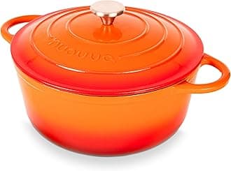 Enamelled Cast Iron Dutch Oven Pot with Lid – 6.4 Quart Non Stick Casserole Pot – Heavy Duty & Oven Safe up to 500° F for Bread Baking, Braising, Stews, Roasting – 28cm Orange
