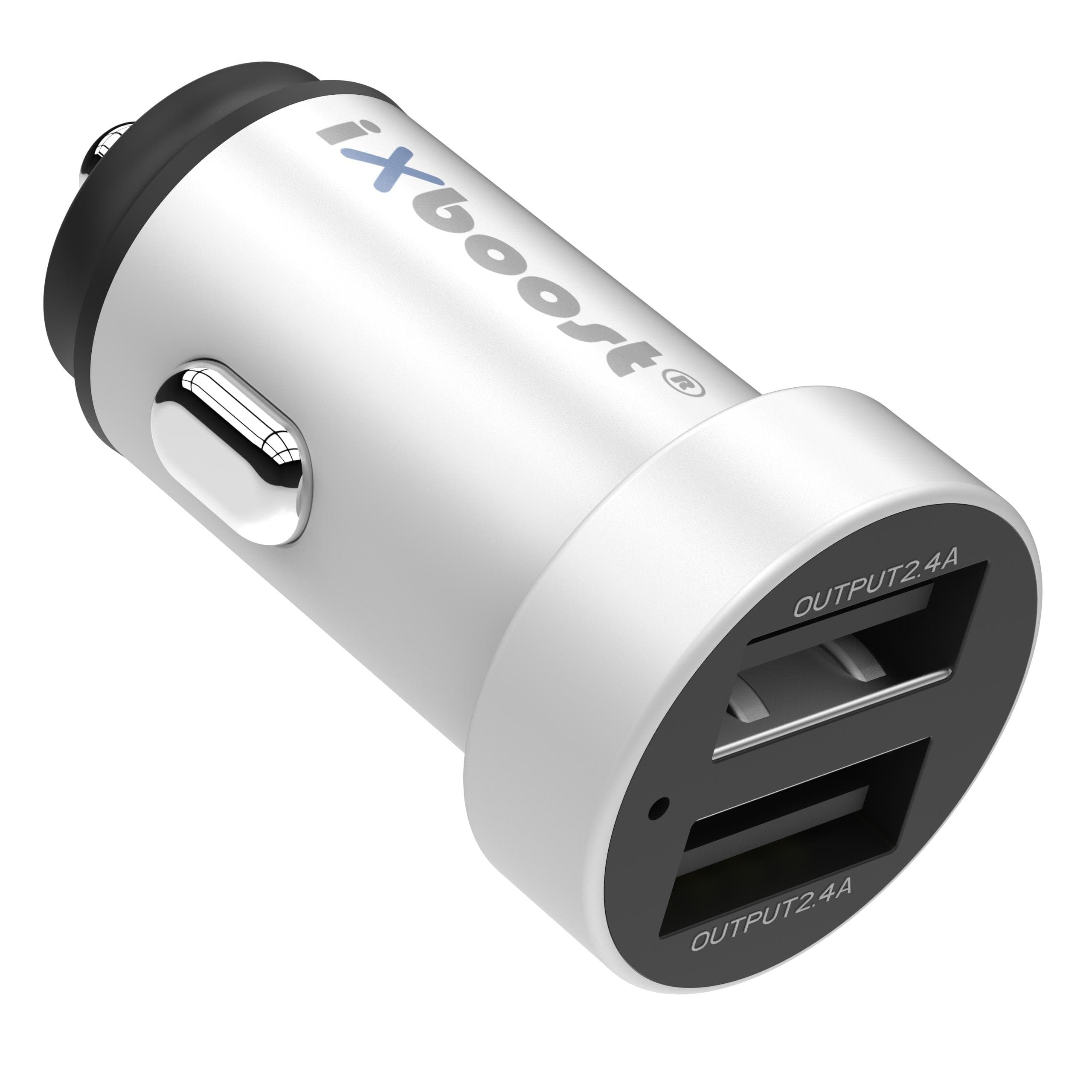 Ixboost® IX 5s Speed Charge 4.8 A Dual USB Car Battery Charger Fully Metal Car Adaptor with Intelligent IC 2 Port Charger for All Mobile Phones e.g. Samsung/HTC/Huawei/LG/iPhone 7 More Silver