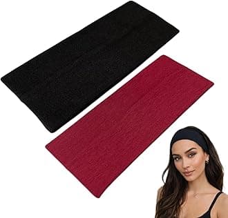 WESTEND CHOICE 9cm Wide Headbands 2 Pack Soft Head Band Plain Stretchy Unisex Kylie headband Bandeau Headbands for Women & Men Gym Yoga Hair Band (Mixed set 7)