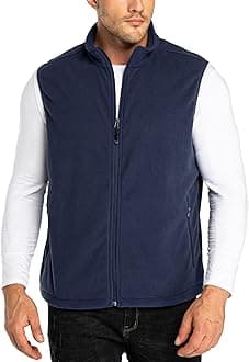 Men's Fleece Gilets Lightweight Sleeveless Jacket Vest Windproof Bodywarmer Outerwear Golf Gilet With Zip Pockets for Hiking Cycling Running