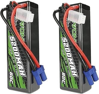 OVONIC 80C 3S 5200mAh 11.1V Lipo Battery with EC5 Connector, Fits 2 arrma 1/10, 1/8, 1/7 Scale RC Car and Truck Bugggy Truggy