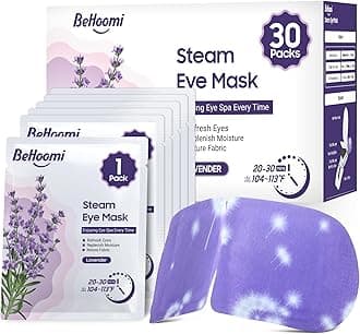 BeHoomi 30Packs Steam Eye Mask, Heated Eye Mask Warm Compress for Eyes, Self Heating Disposable Steam Mask for Home Sleep, Spa, Travel Essentials & Relaxation Gifts, Mothers Day Gifts (Lavender)