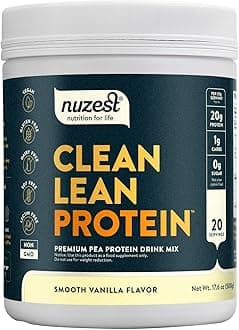 - Pea Protein Powder - Clean Lean Protein, Premium Vegan Plant Based, Dairy Free, Gluten Free, GMO Free, Naturally Sweetened Protein Shake, Smooth Vanilla, 20 Servings, 1.1 lb