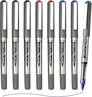 EYEYE Needle Point 0.5mm Rollerball Pens 8 Pack 3 Colors Quick Dry Liquid Ink Pens Extra Fine Point Smooth Writing Pen for Journaling, Note Taking, Office, School Supplies