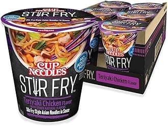 Nissin Cup Noodles Stir Fry Noodles in Sauce, Teriyaki Chicken, 3 Ounce (Pack of 6)