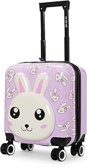 Tic Tac Toe Polycarbonate Spinner Hard-Sided Cabin Luggage for Kids Purple 44cm|17inch Kids Trolley Bag |Zoo Rabbit