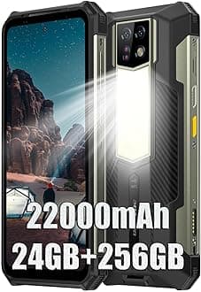 Armor 24 Rugged Phone, 6.78" 2.4K FHD+ Screen, 64MP Camera + 64MP Night Vision, 22000mAh Battery, 66W Fast Charging, 24GB+ 256GB, Android 14, IP68/IP69K, 1000LM Camping Light, Unlocked