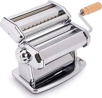 Imperia IPasta Classic Line. Pasta Machine 100% Made in Italy. Fresh Pasta Machine in Steel. Manual Roller with Crank. Creates Dough Sheets for Lasagne, Tagliolini, Fettuccine. (IPasta Cromata)