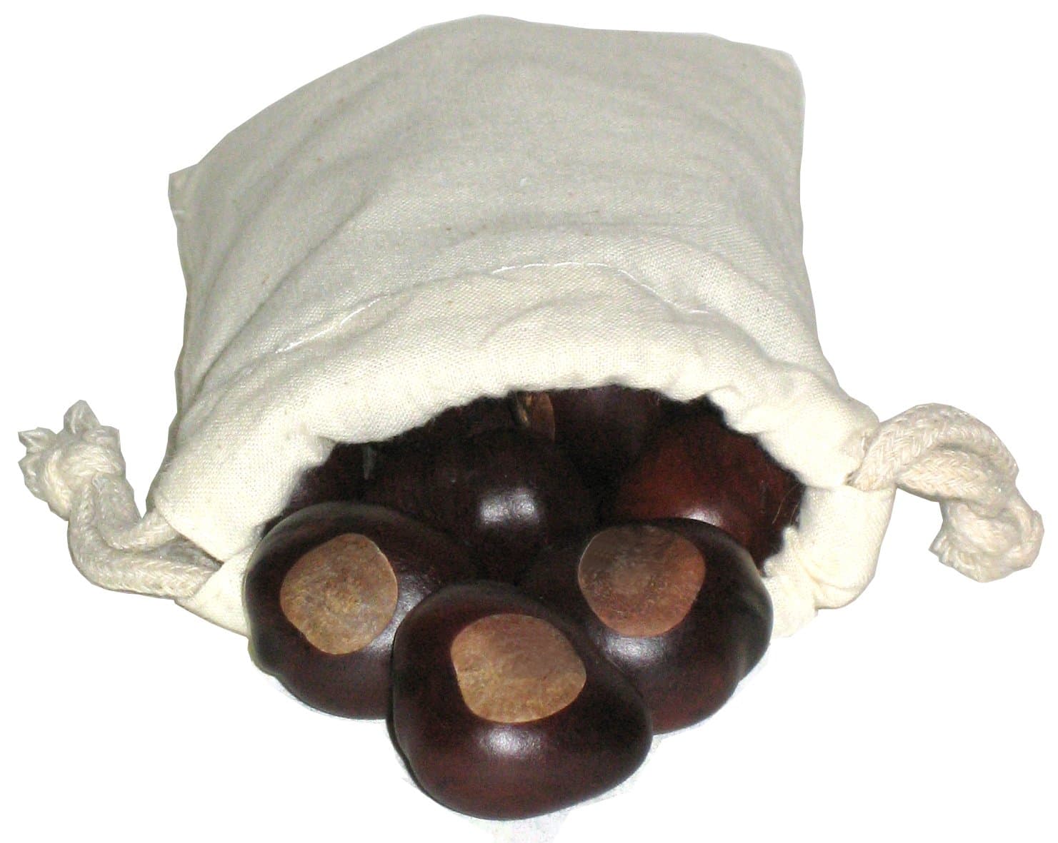 Buckeye Nuts in A Cloth Pouch with A Drawstring - Nickel Size - Twenty-Five Nuts